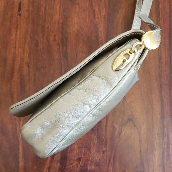 Vintage GANSON Woven Neutral Leather Crossbody Black Taupe Mustard Gray Cream - Picture 5 of 11